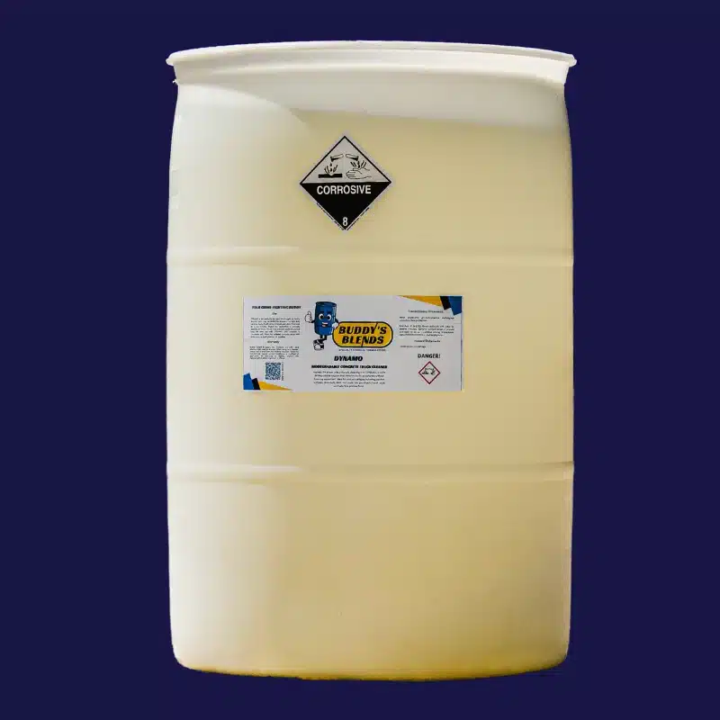 Buddy's Blends Dynamo biodegradable concrete truck cleaner in natural drum